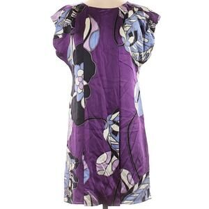 Alice & Trixie Purple Silk Floral Print Flutter Sleeve Dress Womens XS Mini